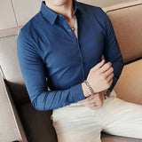 CASPAR®  Dark Striped Slim Fit Dress Shirt