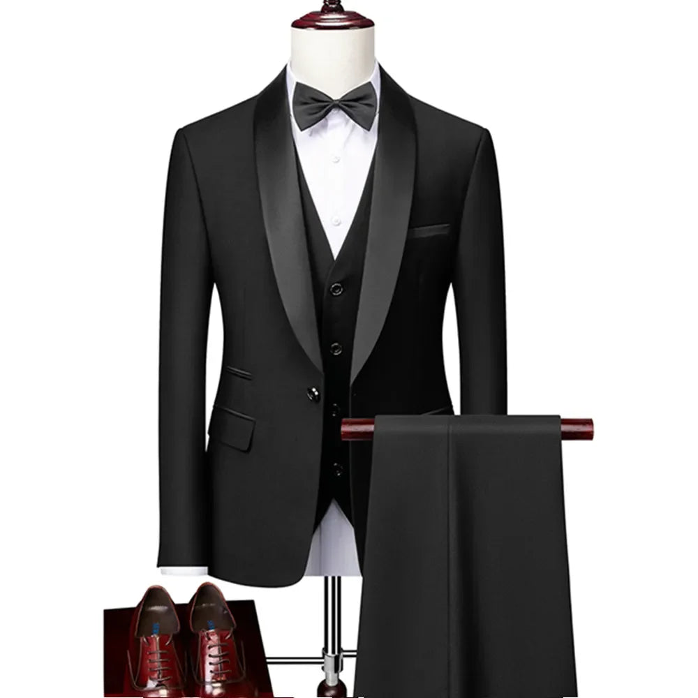 DORCHESTER® Men’s Skinny 3-Piece Tuxedo Suit – Ultimate Formal Elegance for Weddings, Proms, and Special Occasions - Magnattos