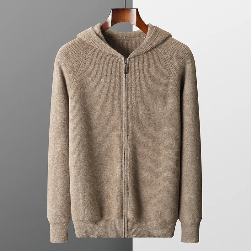 VOLANTE® 100% Merino Wool Zip Hooded Cardigan