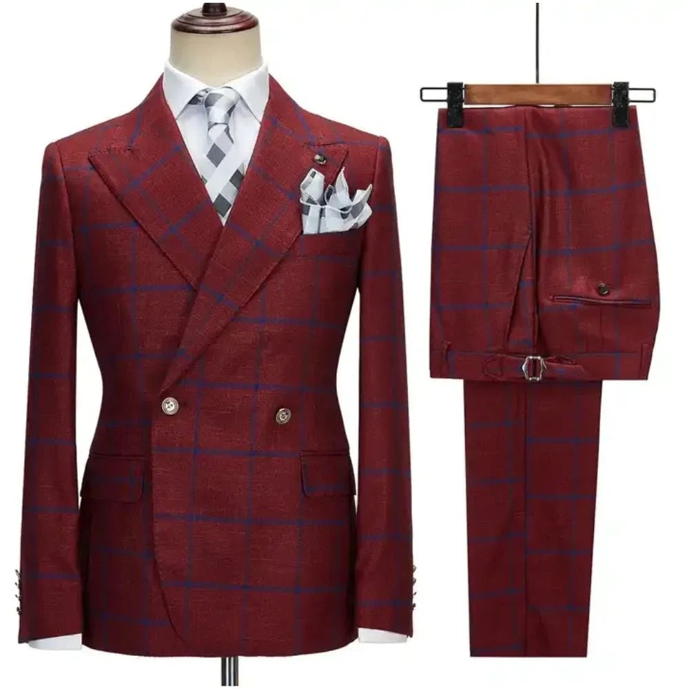 REGALLO® 3 Piece Plaid Suit for Men - Magnattos