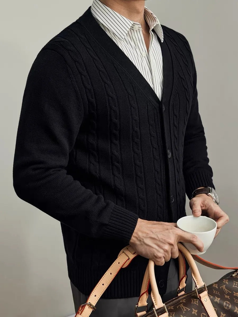 HARTWELL® Cable Knit V-Neck Cardigan