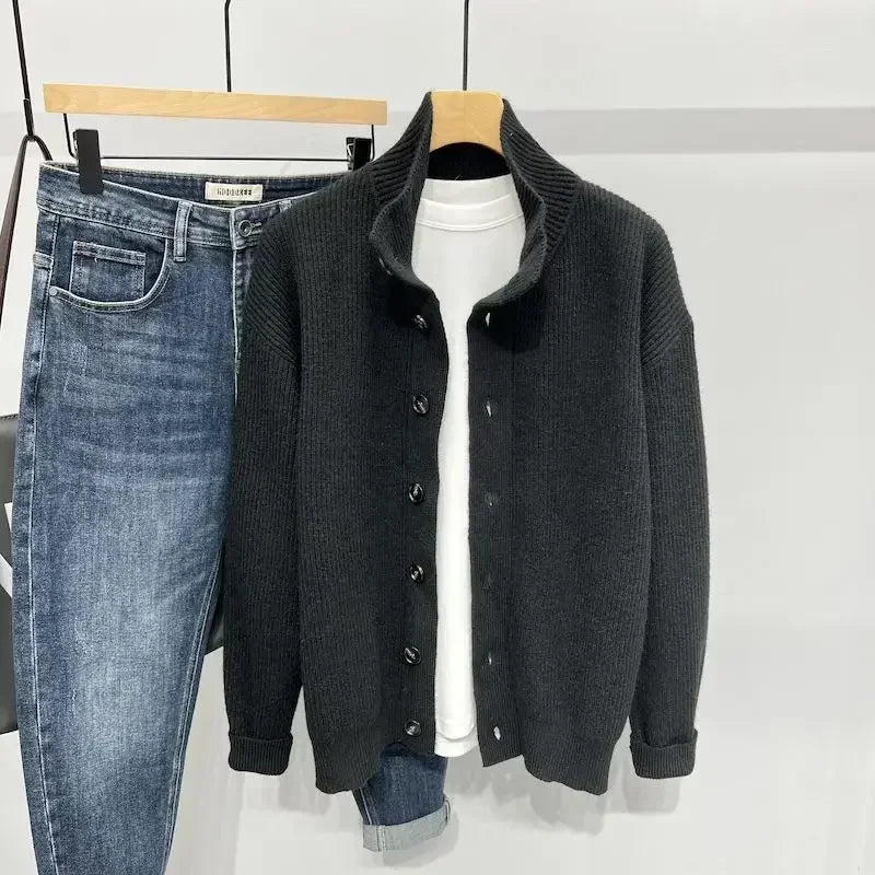 GRANTON® Turn-Down Collar Knit Cardigan