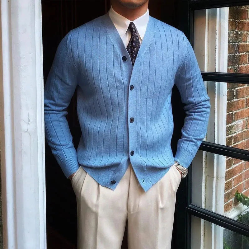 RAVELLO® V-Neck Knit Cardigan – Old Money Edition