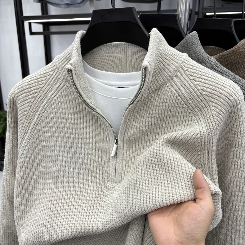 ZENARO® Half-Zip Stand Collar Winter Sweater