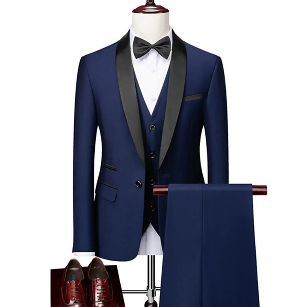 DORCHESTER® Men’s Skinny 3-Piece Tuxedo Suit – Ultimate Formal Elegance for Weddings, Proms, and Special Occasions - Magnattos