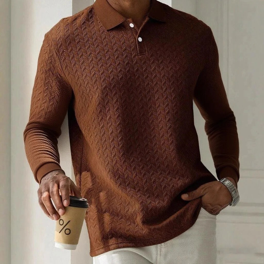 VINCENZI® Long Sleeve Knit Business Polo