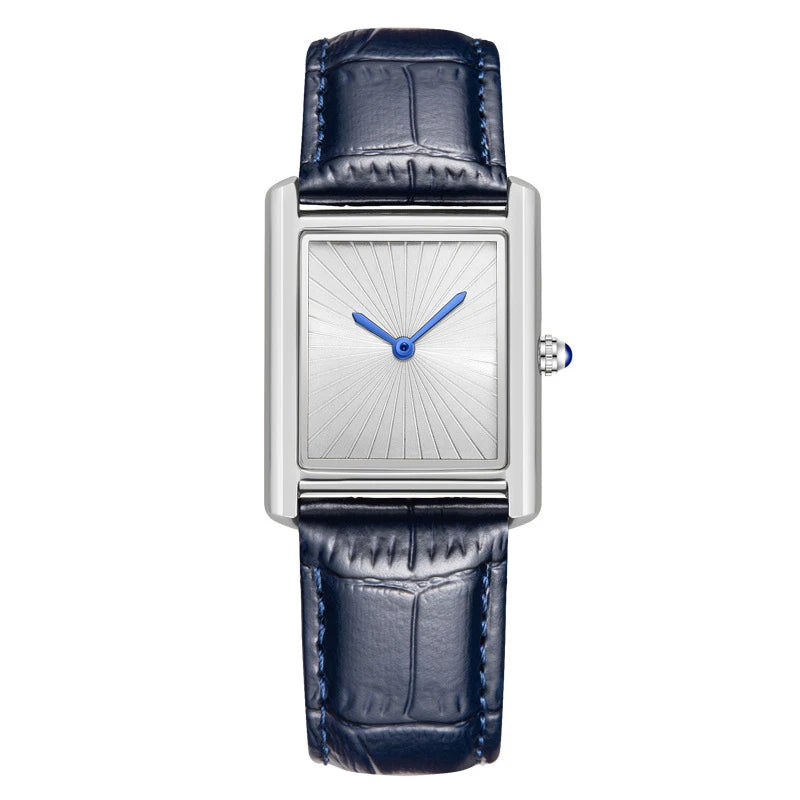 CARTAVIO® Classic Square Two-Hand Leather Watch
