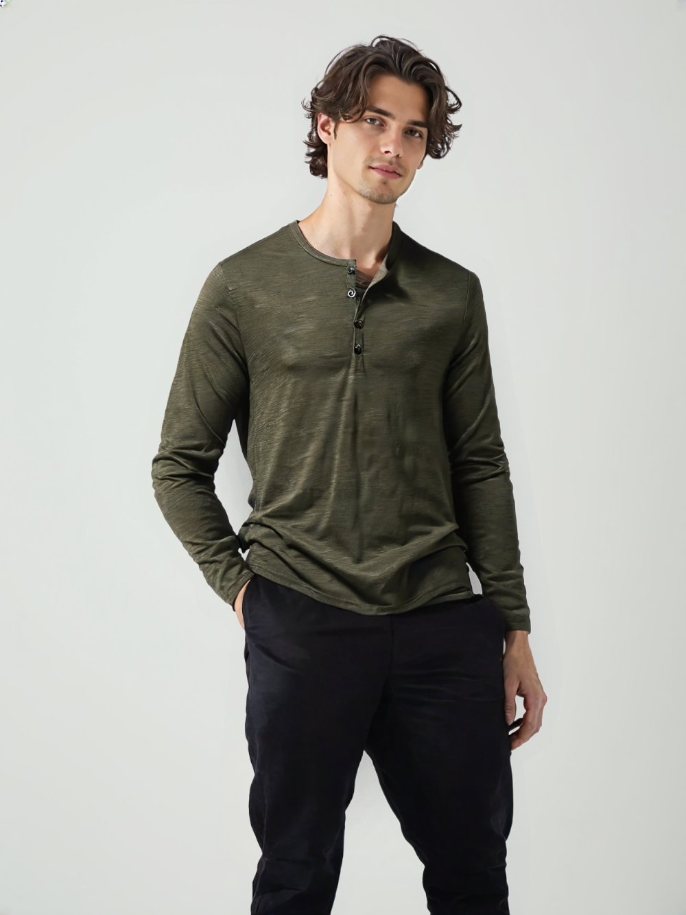 HASSAN® Cotton Button Henley neck Shirt - Magnattos