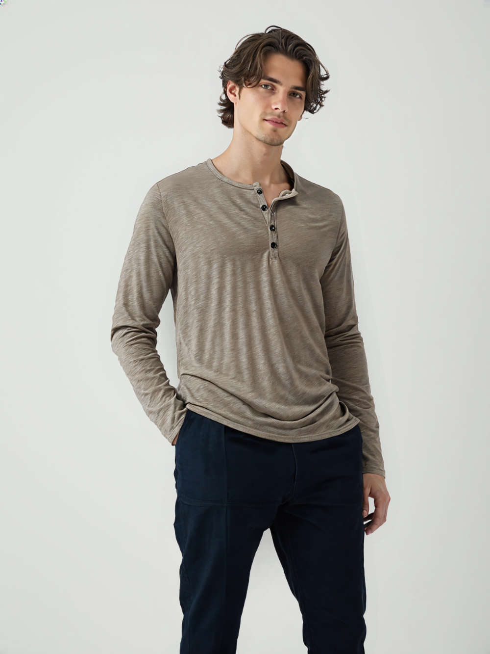 HASSAN® Cotton Button Henley neck Shirt - Magnattos