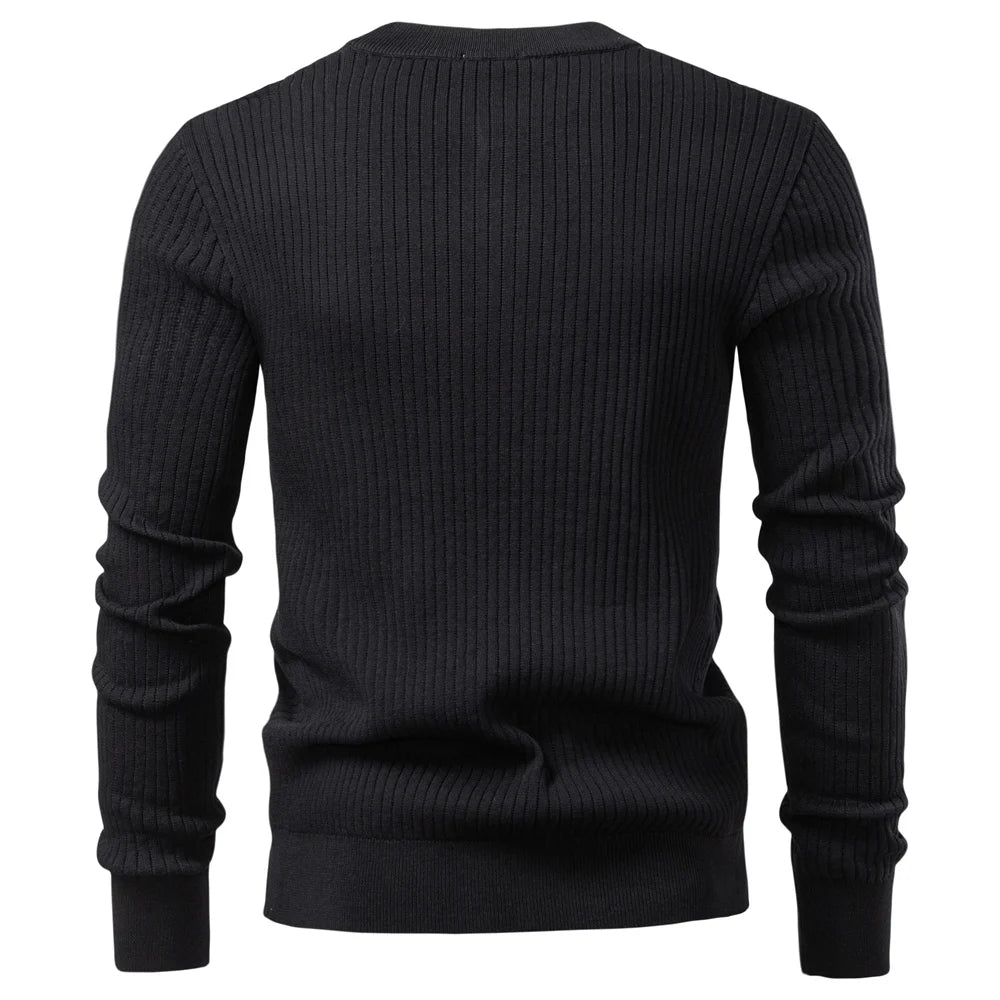 VINCELLI® Ribbed Button Placket Long Sleeve Polo