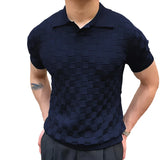 JUHN® Plaid Jacquard Knitted Polo T Shirts