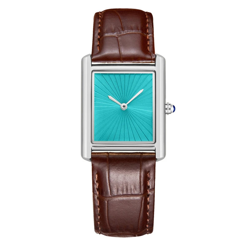 CARTAVIO® Classic Square Two-Hand Leather Watch