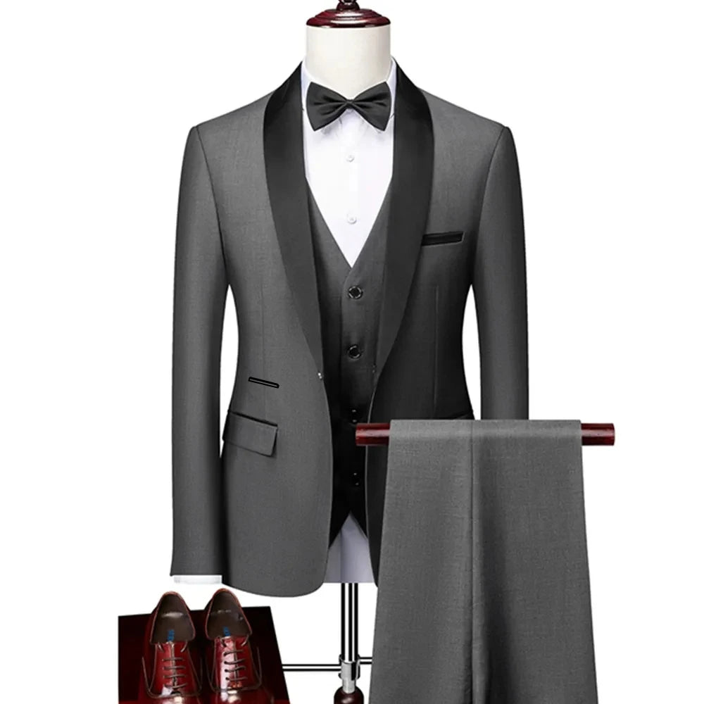 DORCHESTER® Men’s Skinny 3-Piece Tuxedo Suit – Ultimate Formal Elegance for Weddings, Proms, and Special Occasions - Magnattos