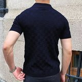 JUHN® Plaid Jacquard Knitted Polo T Shirts