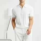 EDGEMONT® 2024 Summer Men’s Business Casual Polo Shirt with Lapel and Zipper Detail