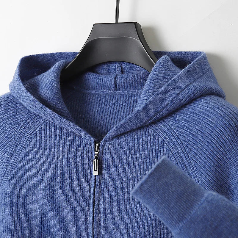 VOLANTE® 100% Merino Wool Zip Hooded Cardigan