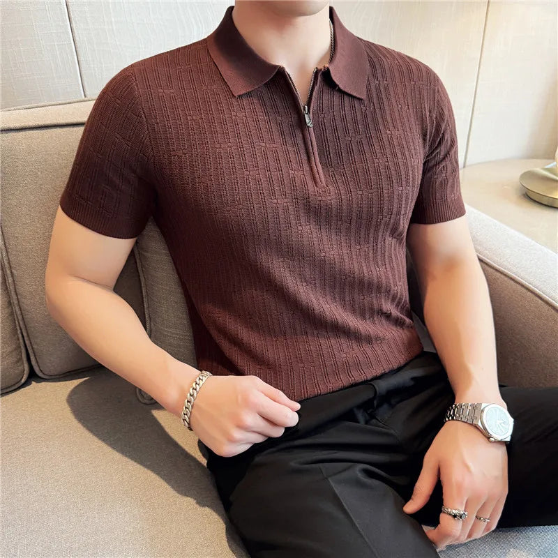 RIVAGIO® Summer Stripe Knit Polo Shirt