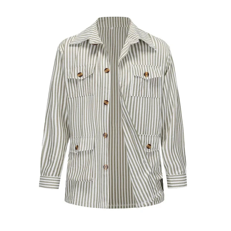 BELSONI® Multi-Pocket Stripe Cardigan Jacket