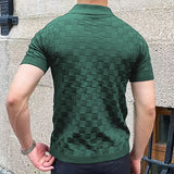 JUHN® Plaid Jacquard Knitted Polo T Shirts