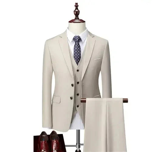 DANTE® High-End Three-Piece Formal Men’s Suit – Jacket, Vest, and Pants - Magnattos