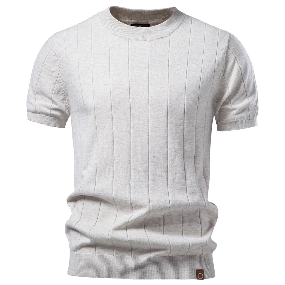SERAVALLE® Cotton O-Neck Stripe T-Shirt