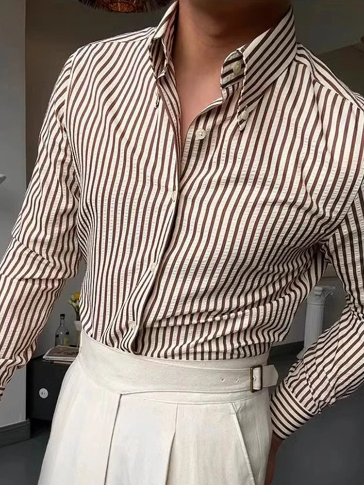 CALVETTI® Retro Plaid Wide Collar Long Sleeve Shirt