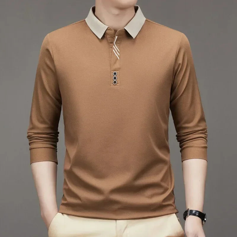 HASSAN® Long Sleeve Turn-down Collar Waffle T-shirt - Magnattos