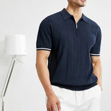 EDGEMONT® 2024 Summer Men’s Business Casual Polo Shirt with Lapel and Zipper Detail