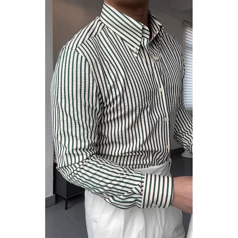 CALVETTI® Retro Plaid Wide Collar Long Sleeve Shirt