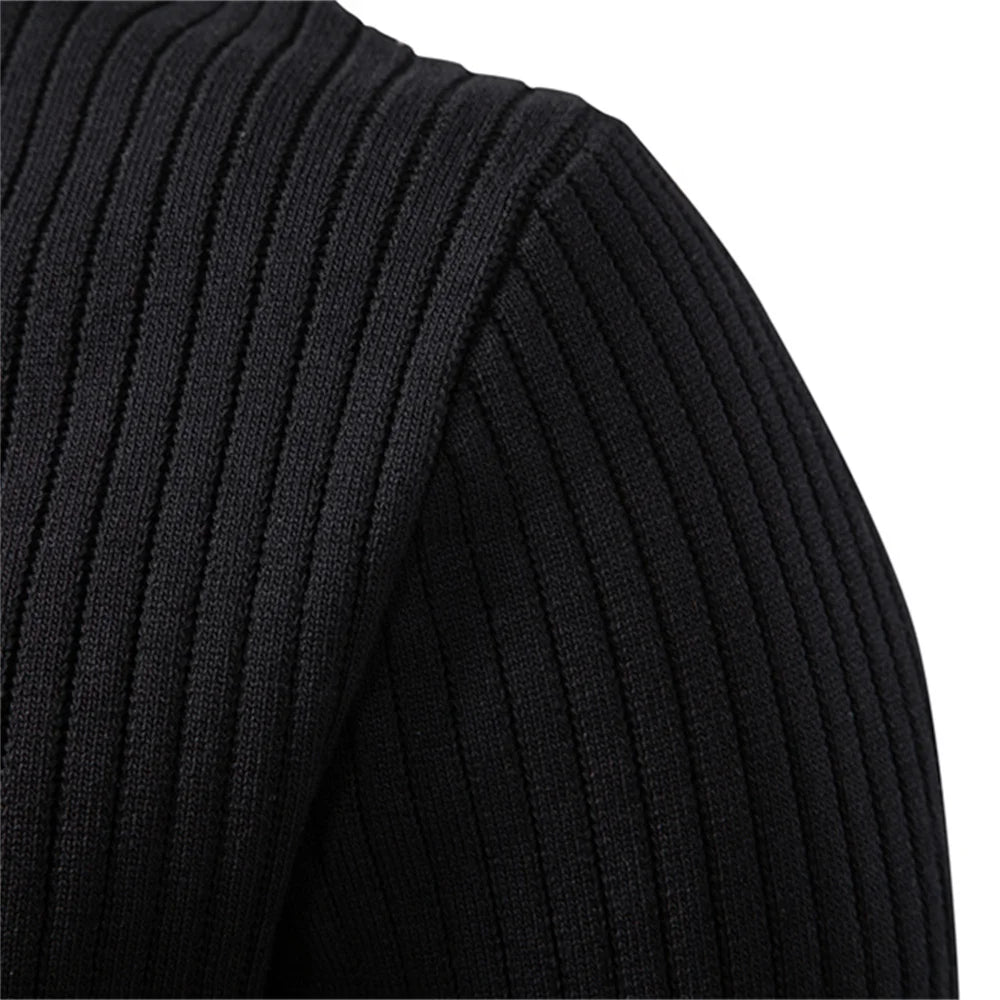 VINCELLI® Ribbed Button Placket Long Sleeve Polo