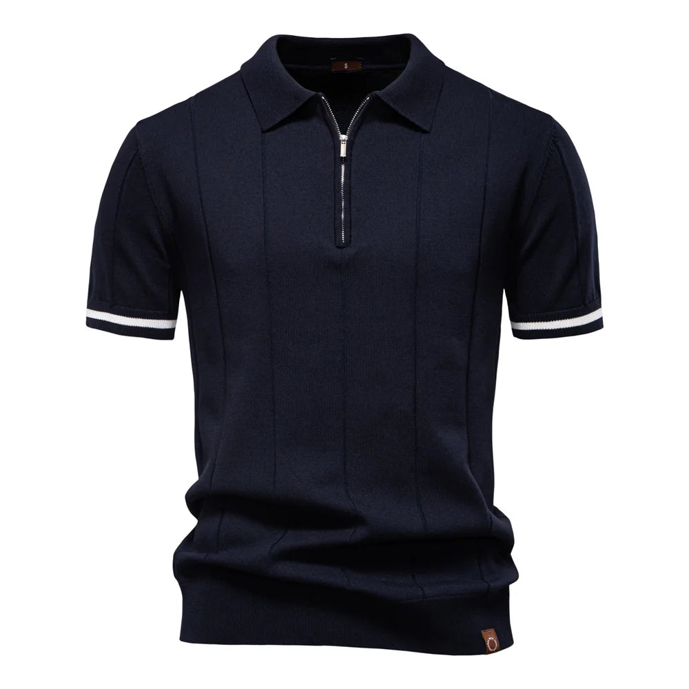 CASTELVI® Zip-Collar Knit Polo Shirt