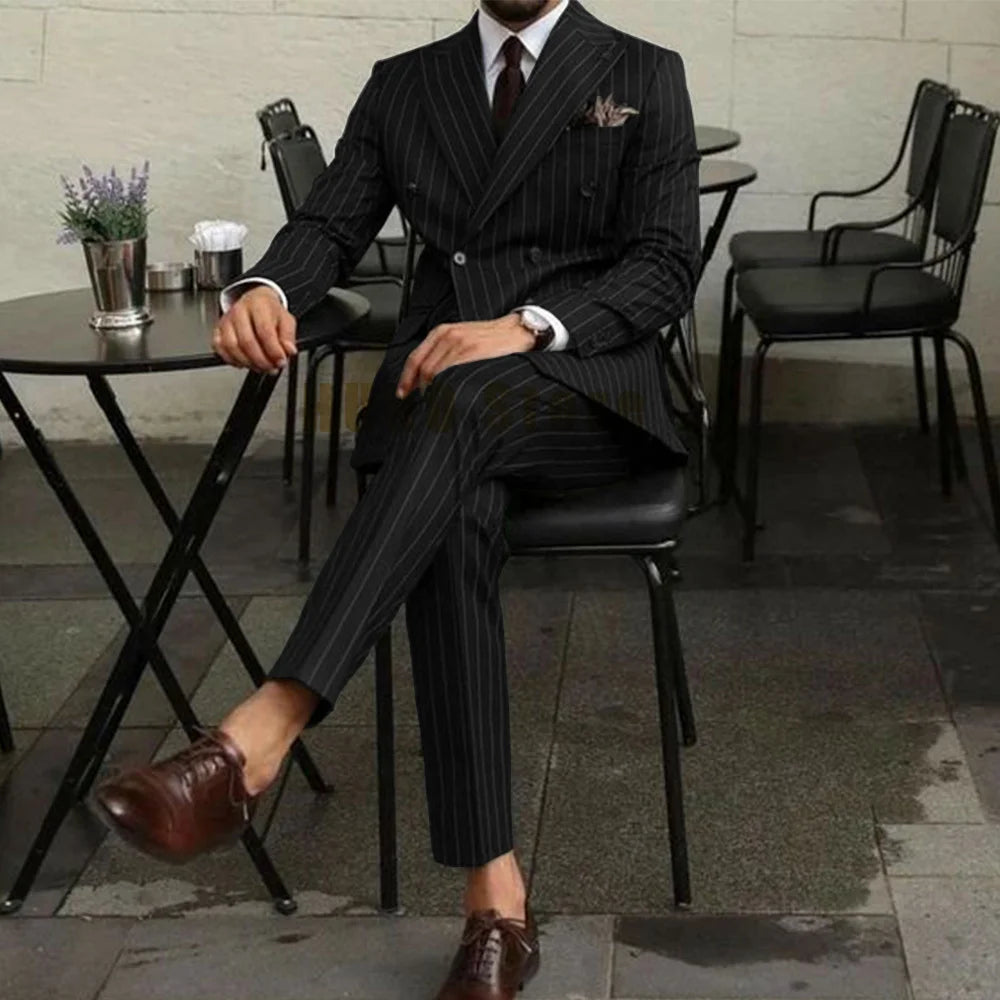 EDUARD® Men's Two Piece Double-Breasted Slim-Fit Suit - Magnattos