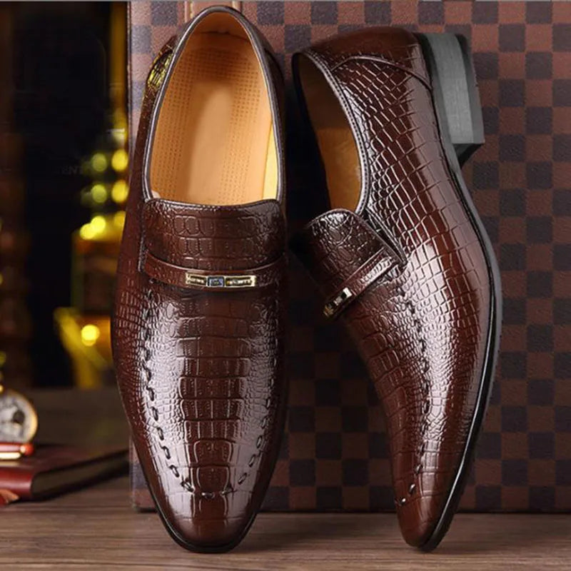 LUCAS VERT® Crocodile Pattern Dress Shoes - Magnattos