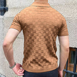 JUHN® Plaid Jacquard Knitted Polo T Shirts