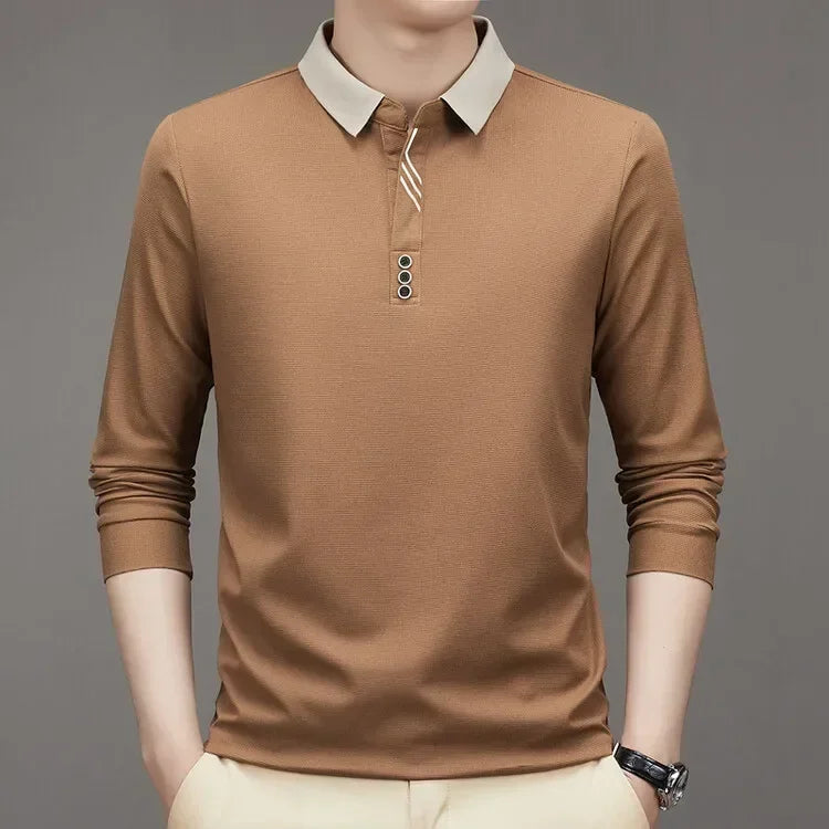HASSAN® Long Sleeve Turn-down Collar Waffle T-shirt - Magnattos