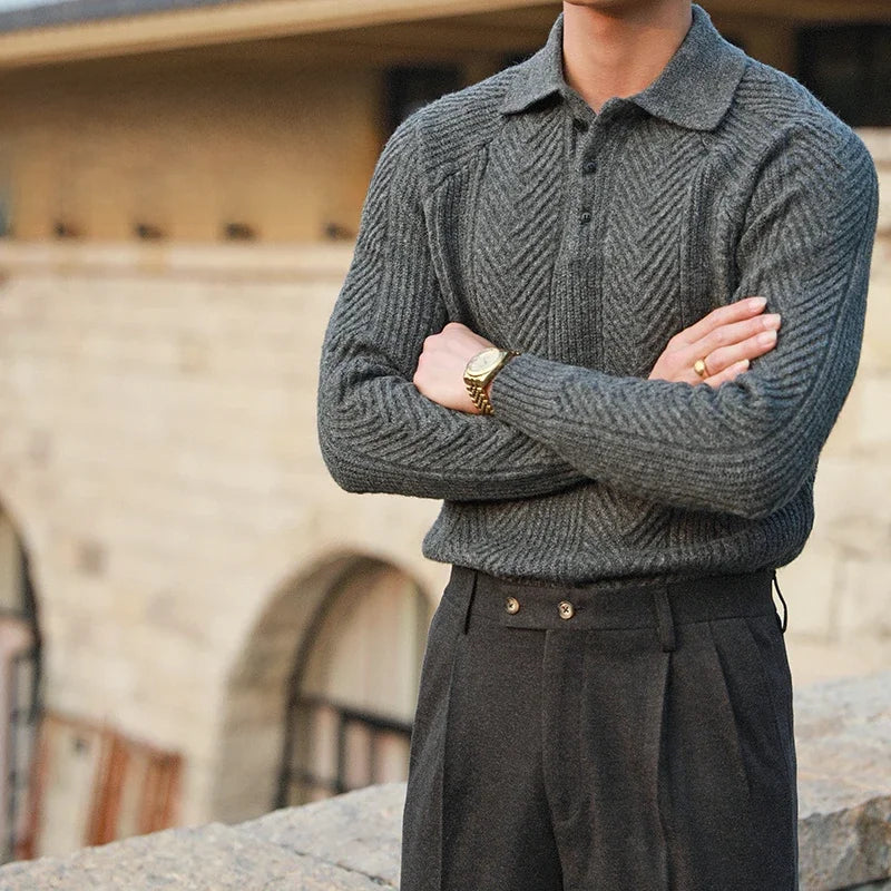 MERINOIS® Autumn/Winter Thickened Knitted Lapel Sweater for Men - Magnattos
