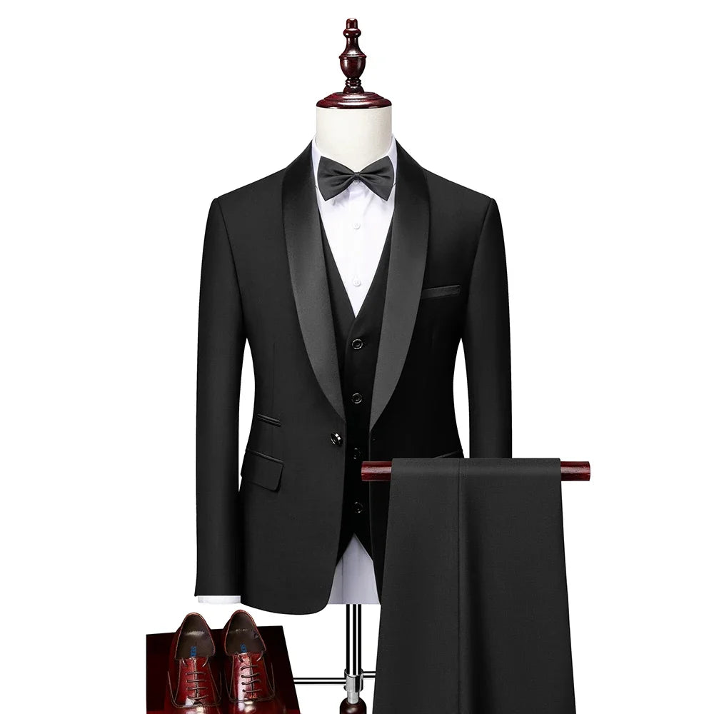 DORCHESTER® Men’s Skinny 3-Piece Tuxedo Suit – Ultimate Formal Elegance for Weddings, Proms, and Special Occasions - Magnattos