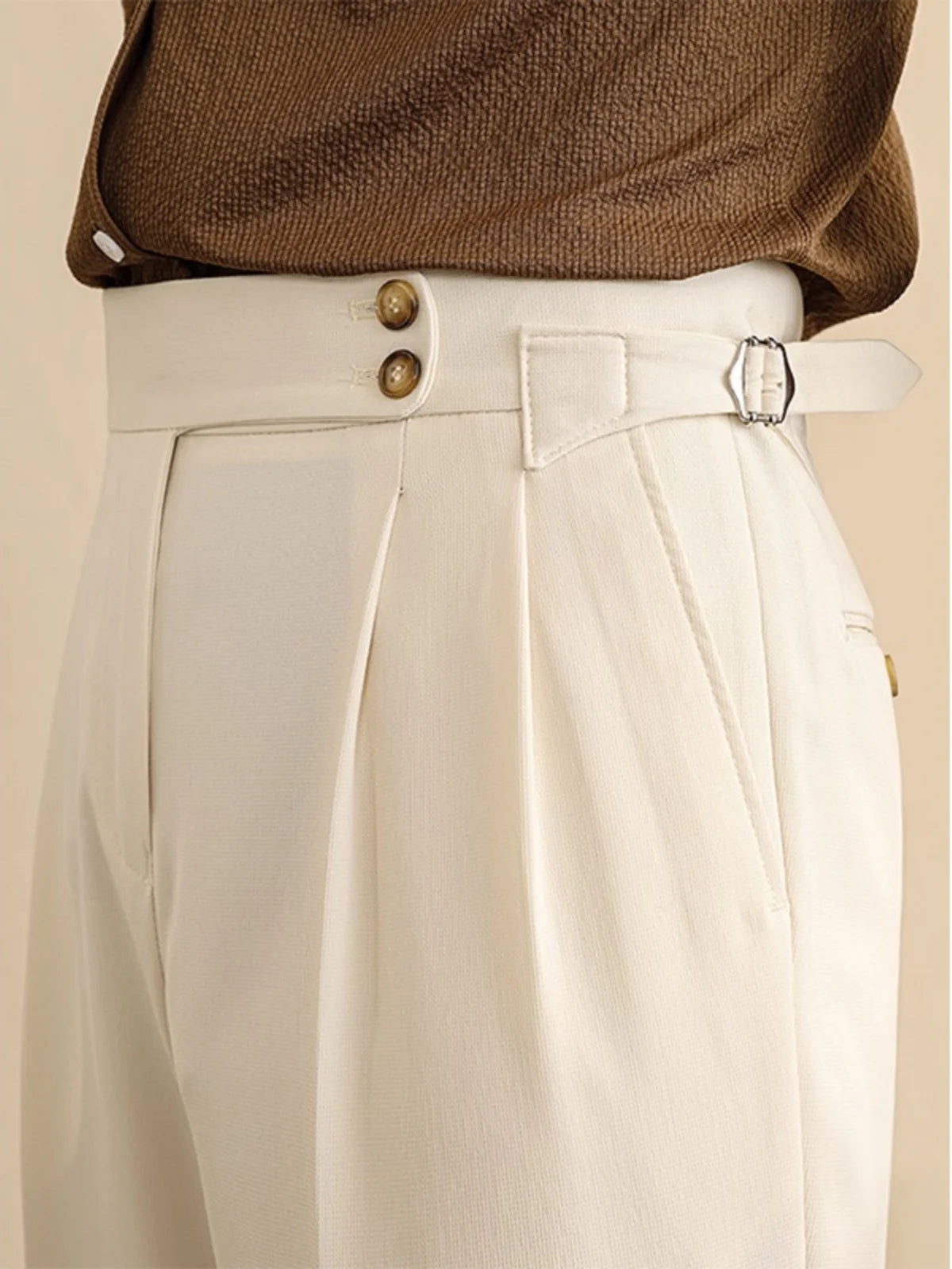 VENEZIANO® High Waist Paris Buckle Trousers – Italian Edition