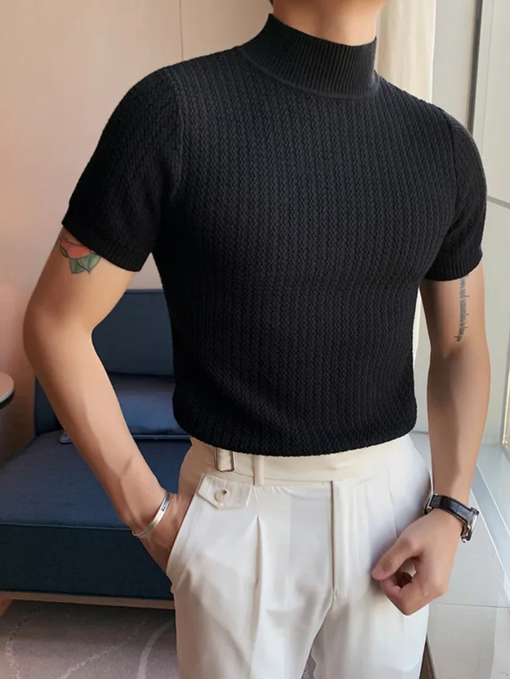 GRANDINI® Men Short Sleeve Knitted Sweater - Magnattos